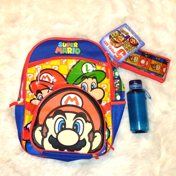 🙀💙❤️💛SUPER MARIO💛❤️💙 BACKPACK 5 Piece Set need for School - Picture 6 of 16